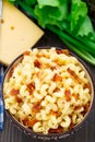 Mac and cheese with bacon Royalty Free Stock Photo