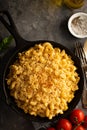 Mac and cheese in a cast iron pan Royalty Free Stock Photo