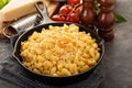 Mac and cheese in a cast iron pan Royalty Free Stock Photo