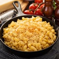 Mac and cheese in a cast iron pan Royalty Free Stock Photo