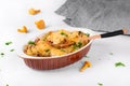 Mac and cheese with chanterelle mushrooms Royalty Free Stock Photo