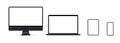 Mac display, Macbook, ipad and iphone icon. Neumorphic UI UX white user interface web button. Neumorphism. Kiev, Ukraine - April,