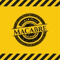 Macabre black grunge emblem, yellow warning sign. Vector Illustration. Detailed. EPS10