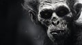 Macabre Fantasy: A Withered Cyclops Monkey Human Hybrid In Dark White