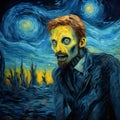 Macabre Zombie Painting Of 8 From Frozen In Van Gogh Style