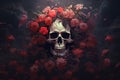 Macabre Skull flowers art. Generate Ai