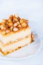 Macadamia cheesecake on white background Royalty Free Stock Photo