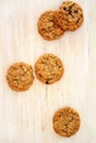 Macadamia chocolate chunk cookies overhead Royalty Free Stock Photo