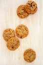 Macadamia chocolate chunk cookies top view Royalty Free Stock Photo