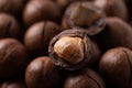 Macadamia nuts texture background, Close up Royalty Free Stock Photo