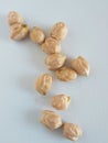 The macadamia nuts in white background.