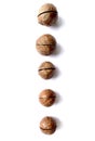 Macadamia nuts on white background Royalty Free Stock Photo