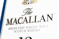 Macallan Highland Single Malt Scotch Whiskey Box close up studio  shot Royalty Free Stock Photo