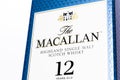 Macallan Highland Single Malt Scotch Whiskey Box close up studio  shot Royalty Free Stock Photo