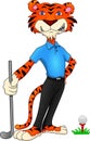 Cartoon tiger playing golf