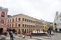 Macanese people and foreign travelers walking travel visit Senado Senate Square or Largo do Senado at UNESCO Historic Centre of