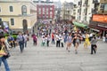 Macanese people and foreign travelers walking travel visit Senado Senate Square or Largo do Senado at UNESCO Historic Centre of