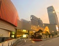 Macao China Sheraton Casino Hotels Macau Taipa MGM Cotai Grand Hotel Big Cat Gold Lion Sculpture Night Landscape Mosaic Mural