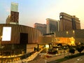 Macao China Sheraton Casino Hotels Macau Taipa MGM Cotai Grand Hotel Big Cat Gold Lion Sculpture Night Landscape Mosaic Mural