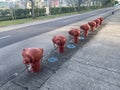 Macao China Taipa Cotai Macau Lotus Cycling Track Fire Hydrant Firecock Firefighters Water Supply Lotus Bridge Bicycle Bike Lane Royalty Free Stock Photo