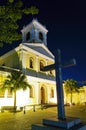 Night exterior view of the Our Lady of Carmel Church