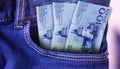 Lithuania 20 Litu Banknotes in Pocket of Jeans