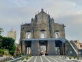 Portuguese Cathedral Macao Ruins of St. Paul Facade Cultural World Heritage Conservation Historic Centre of Macau Rear Perspective Royalty Free Stock Photo