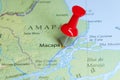 Macapa, Amapa, Brazil pin on map Royalty Free Stock Photo