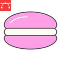 Macaron color line icon, dessert and delicious, macaroon sign vector graphics, editable stroke filled outline icon, eps