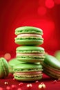 Macaron cookies stack. Christmas dessert. Ai generative