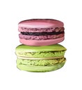 Macaron, Italian macaroni cake, french confection from multicolored paints. Splash of watercolor, colored drawing Royalty Free Stock Photo