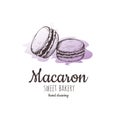 Macaron, macaroon almond cakes, macaron sketch.