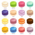 Macaron or macaroon icon set