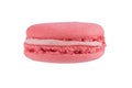 Macaron raspberry pink biscuit, on white background