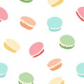 Macaron sweet candy seamless pattern.Cute french confection cakes colorfull background. Hand drawn dessert pastry