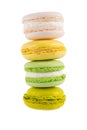 macaron tower of dessert biscuit biscuits, on white