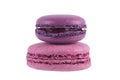 Macaron two purple biscuits, on white background