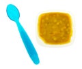 Macaroni and cheese baby food in a container
