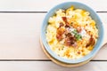 macaroni with cheese and bacon Royalty Free Stock Photo