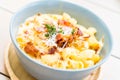 macaroni with cheese and bacon Royalty Free Stock Photo