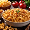 Macaroni and cheese, creamy pasta comfort food home cooking dish