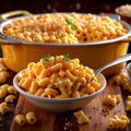 Macaroni and cheese, creamy pasta comfort food home cooking dish