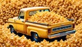 Macaroni cheese full pickup truck load farm food harvest cartoon