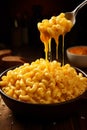 macaroni and cheese in a plate. Selective focus.