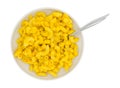 Macaroni & Cheese On Plate With Spoon Top View