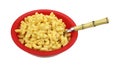 Macaroni Cheese Red Bowl Spoon Royalty Free Stock Photo