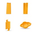 Macaroni icons set cartoon vector. Pasta italian food