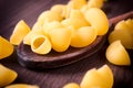 Macaroni on ladle Royalty Free Stock Photo
