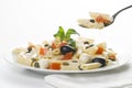 Macaroni mozzarella olives capers tomatoes salad Royalty Free Stock Photo