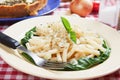 Macaroni pasta with galic and silverbeet Royalty Free Stock Photo